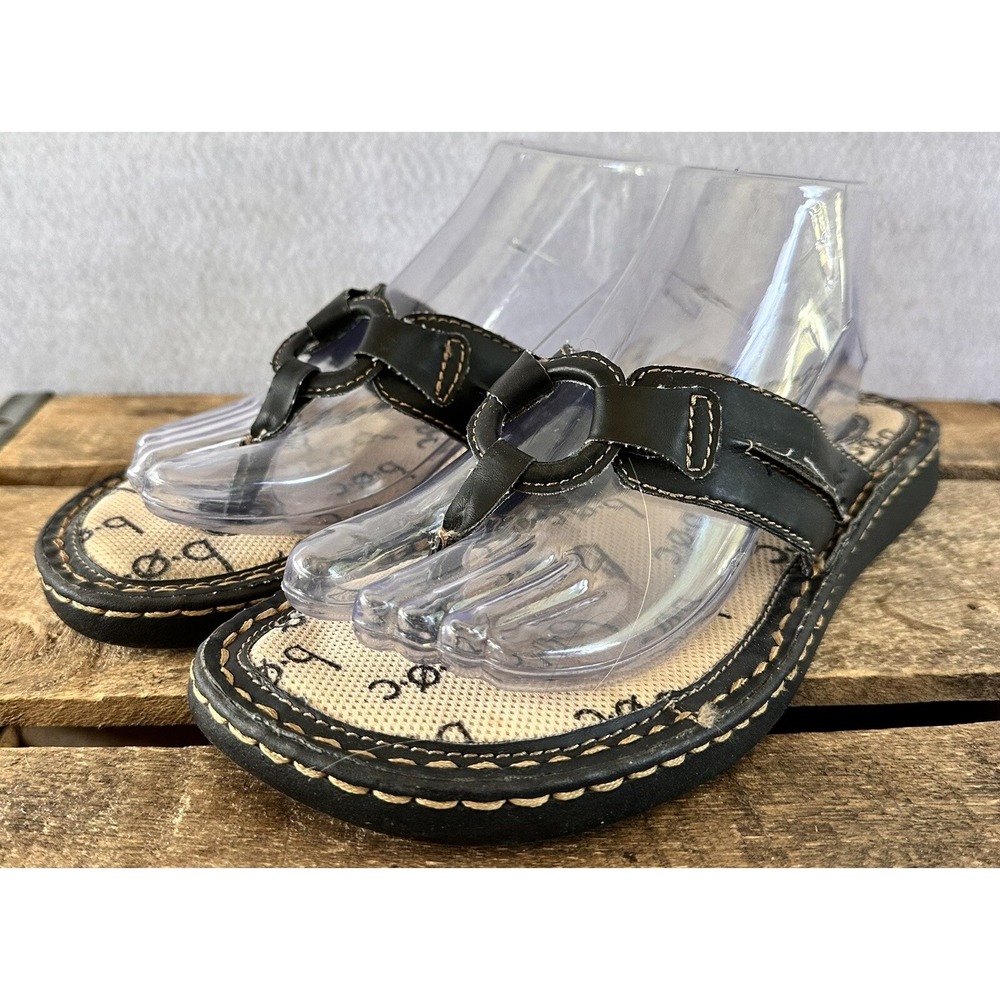 Born Sandals Thong Flip Flops Summer Slides Black Leather Women’s 9 M